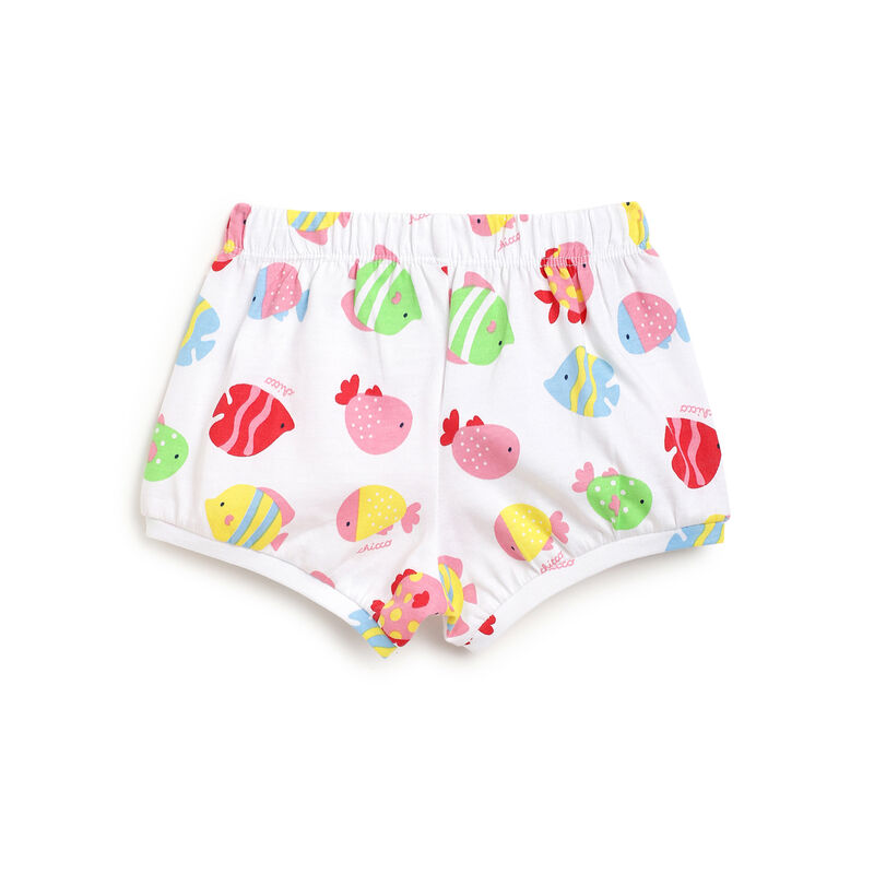 Girls Medium Yellow Printed Outfit with Short Pants image number 3